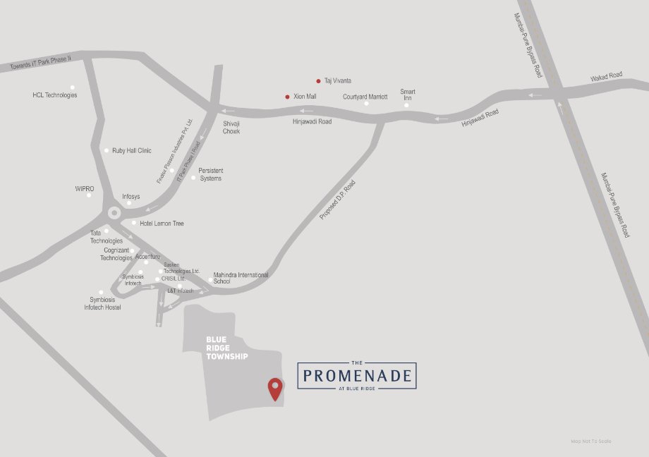 Promenade Residences at Blue Ridge, Hinjawadi Phase 1, Pune - Location Map